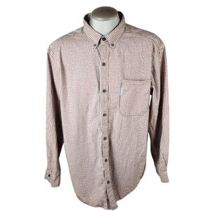 Columbia Plaid Button Front Shirt Cotton Orange Black Cream Size XXL